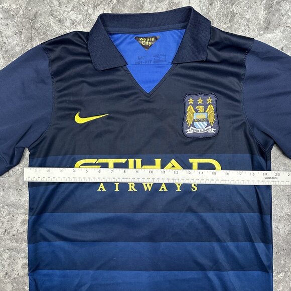 Manchester City 2014-2015 Nike Soccer Jersey Size M Dri-Fit MCFC Quique #9 Blue - Picture 4 of 6